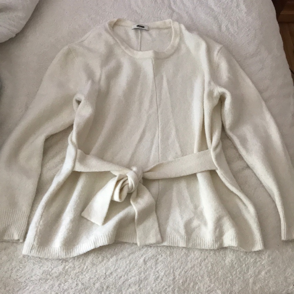 MADEWELL Front Tie Cream Sweater